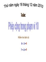 Bài giảng: Phép cộng trong phạm vi 10 pdf