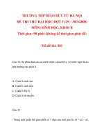 TRƯỜNG THPTĐÀO DUY TỪ HÀ NỘI ĐỀ THI THỬ ĐẠI HỌC ĐỢT 3 MÔN: SINH HỌC _3 pptx