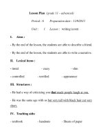 Lesson Plan (grade 11 – advanced) Period : 6 doc