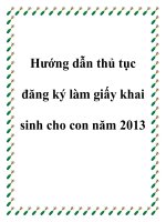 Hướng dẫn thủ tục đăng ký làm giấy khai sinh cho con năm 2013
