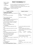 Giáo án tiếng anh lớp 10: Week 35 - Period 1TEST YOURSELF FI. Objectives: 1. Aims: 2. Knowledge:- Ss revise what they ppsx