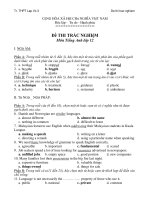 ĐỀ KIỂM TRA TRẮC NGHIỆM MÔN: Tiếng Anh - Khối:12 - Trường THPT Lấp Vò 3 pptx