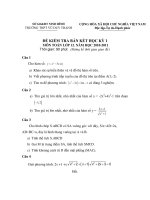 ĐỀ KIỂM TRA BÁN KẾT HỌC KỲ 1 MÔN TOÁN LỚP 12. NĂM HỌC 2010-2011 TRƯỜNG THPT VŨ DUY THANH pptx