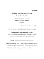 MẪU ĐƠN YÊU CẦU KIỂM TRA, GIÁM SÁT HÀNG HÓA XUẤT KHẨU NHẬP KHẨU LIÊN QUAN ĐẾN SỞ HỮU TRÍ TUỆ pptx