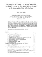 Những nhân tố kinh tế  xã hội tác động đến sự chuyển cư của cư dân nông thôn trong quá trính cóng nghiệp hóa, hiện đại hóa
