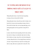 TƯ TƯỞNG HỒ CHÍ MINH VỀ SỰ THỐNG NHẤT GIỮA LÝ LUẬN VÀ THỰC TIỄN docx