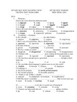 ĐỀ THI KIỂM TRA MÔN ANH VĂN ( 004 ) - TRƯỜNG THPT TRÀM CHIM potx