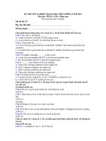 KỲ THI TỐT NGHIỆP TRUNG HỌC PHỔ THÔNG NĂM 2011 Môn thi: TIẾNG ANH potx