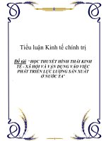 Tiểu luận triết học: “HỌC THUYẾT HÌNH THÁI KINH TẾ - XÃ HỘI VÀ VẬN DỤNG VÀO VIỆC PHÁT TRIỂN LỰC LƯỢNG SẢN XUẤT Ở NƯỚC TA” ppt