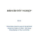 Đề tài: Hoàn thiện công tác quản lý chi phí kinh doanh tại Công ty Cơ Điện – Xây Dựng Nông Nghiệp và Thuỷ Lợi Hà Nội pptx