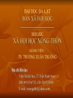 Bài giảng Xã hội học nông thôn  TS. Trương Xuân Trường