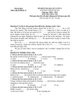 ĐỀ KIỂM TRA BÁN KỲ I LỚP 11 Năm học: 2010 – 2011 MÔN THI: TIẾNG ANH pot