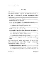 Giải pháp nâng cao chất lượng tín dụng ngân hàng cho phát triển nông nghiệp trên địa bàn của ngân hàng nông nghiệp và phát triển nông thôn huyện Văn Giang