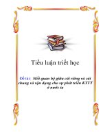 Tiểu luận triết học: Mối quan hệ giữa cái riêng và cái chung và vận dụng cho sự phát triển KTTT ở nước ta ppt