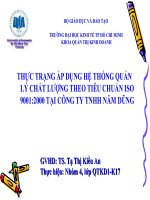 thực trạng áp dụng hệ thống quản lý chất lượng theo tiêu chuẩn iso 9001 2000 tại công ty tnhh năm dũng