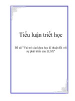 Tiểu luận triết học: Vai trò của khoa học kĩ thuật đối với sự phát triển của LLSX pps