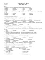 KIỂM TRA 1 TIẾT – TEST 2 MÔN : TIẾNG ANH 12 ĐỀ A pdf