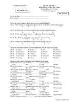 ĐỀ THI HỌC KỲ I MÔN TIẾNG ANH 12 - Mã đề thi 322 ppt