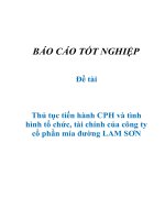Đề tài: Thủ tục tiến hành CPH và tình hình tổ chức, tài chính của công ty cổ phần mía đường LAM SƠN ppt
