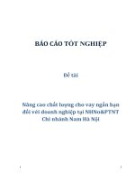 Đề tài: Nâng cao chất lượng cho vay ngắn hạn đối với doanh nghiệp tại NHNo&PTNT Chi nhánh Nam Hà Nội pptx