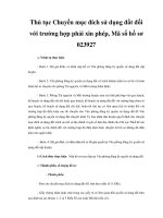 Thủ tục Chuyển mục đích sử dụng đất đối với trường hợp phải xin phép, Mã số hồ sơ 023927 pps
