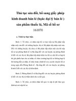 Thủ tục sửa đổi, bổ sung giấy phép kinh doanh bán lẻ (họăc đại lý bán lẻ ) sản phẩm thuốc lá, Mã số hồ sơ 161070 potx