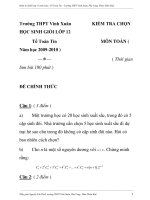 Đề thi chọn học sinh gỏi trường môn toán lớp 12 Trường THPT Vinh Xuân, Phú Vang, Thừa Thiên Huế ppsx