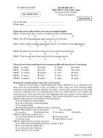 ĐỀ THI HỌC KỲ I MÔN TIẾNG ANH 12 - Mã đề thi 207 doc