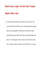 Bình luận ngắn về tên bài Tuyên Ngôn Độc Lập pdf