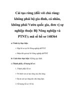 Cải tạo rừng (đối với chủ rùng: không phải hộ gia đình, cá nhân, không phải Vườn quốc gia, đơn vị sự nghiệp thuộc Bộ Nông nghiệp và PTNT); mã số hồ sơ 148364 pdf