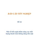 Đề tài: Một số kiến nghị nhằm nâng cao chất lượng thanh toán không dùng tiền mặt docx