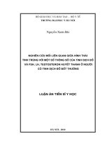 nghiên cứu mối liên quan giữa hình thái tinh trùng với một số thông số của tinh dịch đồ và fsh, lh, testosteron huyết thanh ở người có tinh dịch đồ bất thường