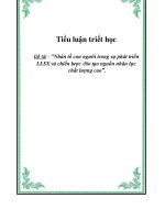 Tiểu luận triết học: Nhân tố con người trong sự phát triển LLSX và chiến lược đào tạo nguồn nhân lực chất lượng cao ppsx