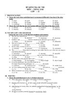 ĐỀ KIỂM TRA DỰ THI MÔN : TIẾNG ANH LỚP : 12 pptx