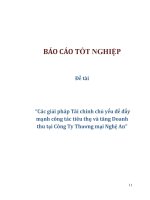 Đề tài “Các giải pháp Tài chính chủ yếu để đẩy mạnh công tác tiêu thụ và tăng Doanh thu tại Công Ty Thương mại Nghệ An