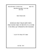 đánh giá thực trạng kiến thức, thực hành về y học cổ truyền của cán bộ y tế công lập tỉnh hưng yên năm 2010 (2)