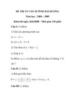 Đề thi tuyển sinh vào lớp 10 môn toán tỉnh Hải Dương năm 2008 - 2009 ppsx