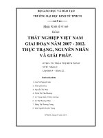 thực trạng , nguyên nhân và giải pháp thất nghiệp việt nam giai đoạn năm 2007 - 2012