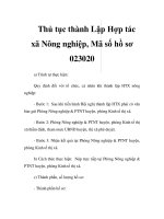 Thủ tục thành Lập Hợp tác xã Nông nghiệp, Mã số hồ sơ 023020 potx