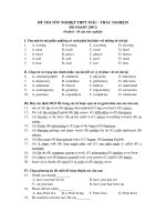 ĐỀ THI TỐT NGHIỆP THPT MẪU - TRẮC NGHIỆM (BỘ GD&ĐT 20011) potx