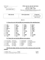 Đề thi chọn học sinh giỏi cấp Huyện Môn thi: Tiếng Anh 9 Năm học: 2009 - 2010 - đề 3 potx