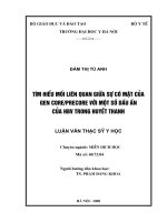 tìm hiểu mối liên quan giữa sự có mặt của gen core-precore với một số dấu ấn của hbv trong huyết thanh