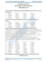 Đề thi thử đại học môn Tiếng Anh năm 2011 docx