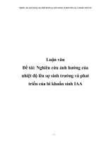 Báo cáo: Nghiên cứu ảnh hưởng của nhiệt độ lên sự sinh trưởng và phát triển của vi khuẩn sinh IAA pdf