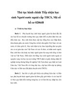 Thủ tục hành chính Tiếp nhận học sinh Người nước ngoài cấp THCS, Mã số hồ sơ 020648 pptx