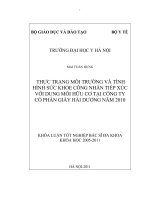 thực trạng môi trường và tình hình sức khỏe công nhân tiếp xúc với dung môi hữu cơ tại công ty cổ phần giầy hải dương năm 2010
