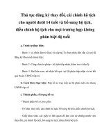 Thủ tục đăng ký thay đổi, cải chính hộ tịch cho người dThủ tục đăng ký thay đổi, cải chính hộ tịch cho người dưới 14 tuổi và bổ sung hộ tịch, điều chỉnh hộ tịch cho mọi trường hợp không phân biệt độ tuổiưới 14 tuổi và bổ docx