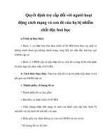 Quyết định trợ cấp đối với người hoạt động cách mạng và con đẻ của họ bị nhiễm chất độc hoá học ppt