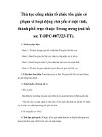 Thủ tục công nhận tổ chức tôn giáo có phạm vi hoạt động chủ yếu ở một tỉnh, thành phố trực thuộc Trung ương (mã hồ sơ: T-BPC-007323-TT) ppt