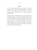 key success factors of total quality management (tqm) – an empirical study in vietnamese paint and coating industry